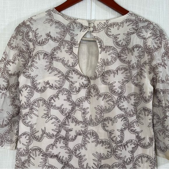 French Connection Bell Sleeve Metallic Embroidery Mini Dress Sz 6‎ - Picture 8 of 10